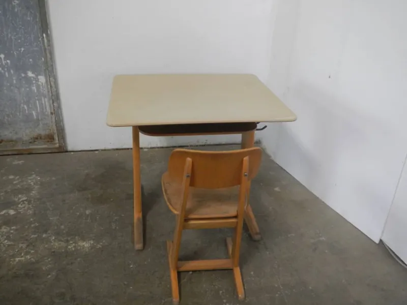 Pamono School Bench with Chair, 1960, Set of 2> Children's Tables