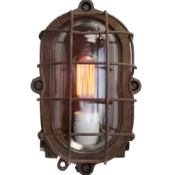 Pamono Sconce in Rust Cast Iron and Clear Glass><noscript><img width=