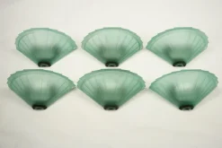Pamono Sconces in Green Murano Glass from De Majo, Italy, 1980s, Set of 6><noscript><img width=