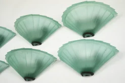 Pamono Sconces in Green Murano Glass from De Majo, Italy, 1980s, Set of 6><noscript><img width=