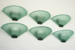 Pamono Sconces in Green Murano Glass from De Majo, Italy, 1980s, Set of 6><noscript><img width=
