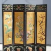 Pamono Screen in Chinese Lacquer with Enamel and Lotus Flower Decorations, 1950s> Room Dividers & Screens