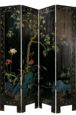Hot Pamono Screen Painted in Japanese Lacquer, 1930s