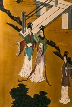 Hot Pamono Screen Painted in Japanese Lacquer, 1930s