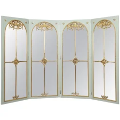 Pamono Screen Room Divider with Mirrors on Each Panel in Lacquered Wood and Gilt Bronze, 1880> Room Dividers & Screens