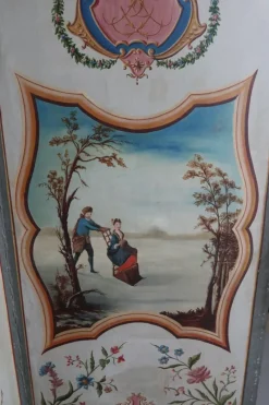 Online Pamono Screen with Oil Painting, 1800s