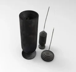 Hot Pamono Sculpted Flamed Wood Vases by Jan Garncarek, Set of 4