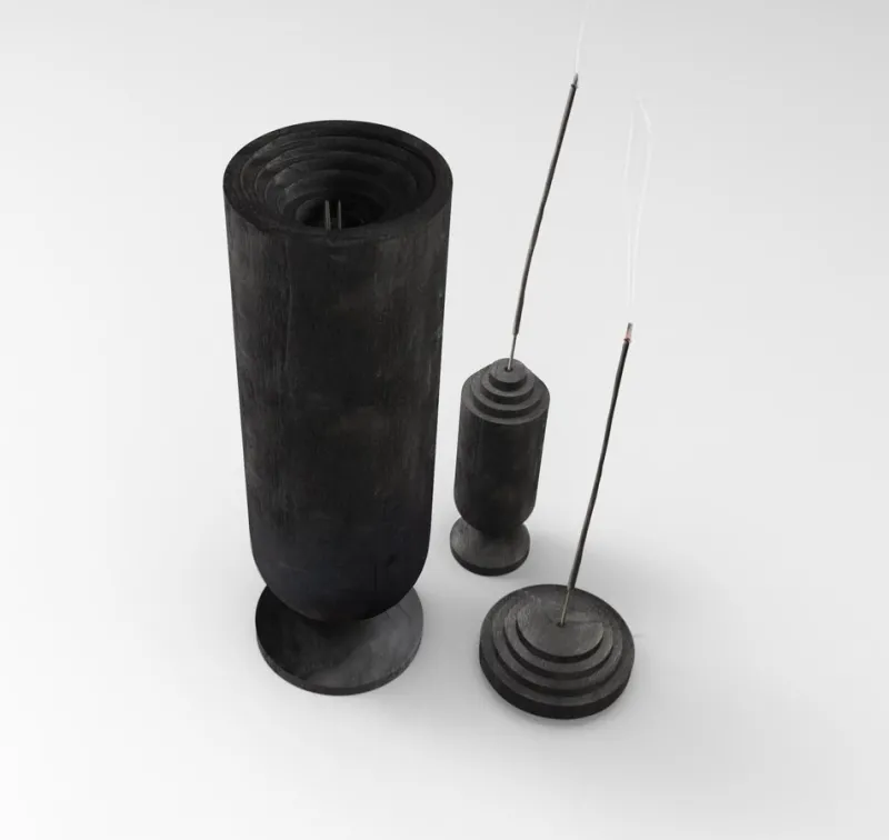 Hot Pamono Sculpted Flamed Wood Vases by Jan Garncarek, Set of 4