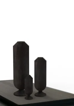 Hot Pamono Sculpted Flamed Wood Vases by Jan Garncarek, Set of 4