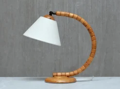 Pamono Sculptural Adjustable Table Lamps in Beech from Markslöjd, Sweden, 1960s, Set of 2