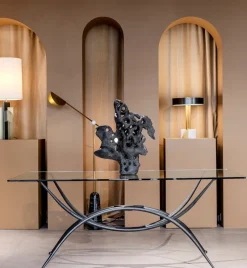 Clearance Pamono Sculptural Centre Table with Glass Top and Wrought Iron Frame