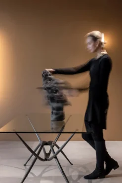 Clearance Pamono Sculptural Centre Table with Glass Top and Wrought Iron Frame