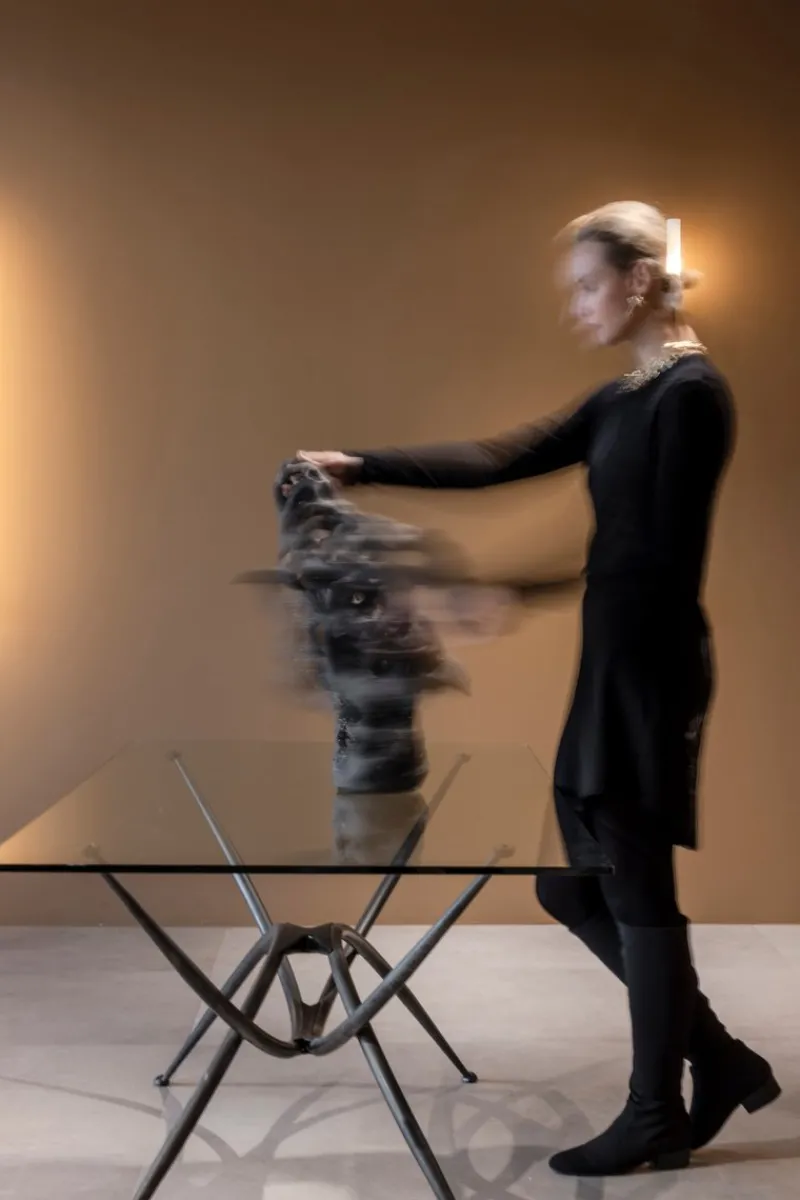 Clearance Pamono Sculptural Centre Table with Glass Top and Wrought Iron Frame