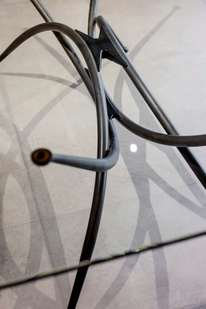 Clearance Pamono Sculptural Centre Table with Glass Top and Wrought Iron Frame