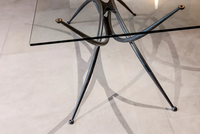 Clearance Pamono Sculptural Centre Table with Glass Top and Wrought Iron Frame