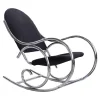 Pamono Sculptural Chrome and Black Velour Rocking Chair in the style of Milo Baughman, 1970s> Rocking Chairs