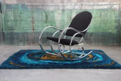 Pamono Sculptural Chrome and Black Velour Rocking Chair in the style of Milo Baughman, 1970s> Rocking Chairs