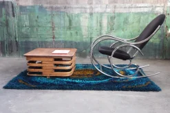 Pamono Sculptural Chrome and Black Velour Rocking Chair in the style of Milo Baughman, 1970s><noscript><img width=