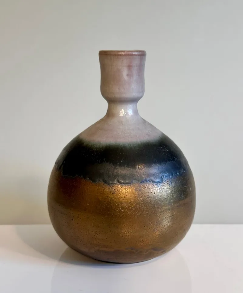 Pamono Sculptural Layer-Glazed Studio Ceramic Art Vase by Cornelsen Kindermann, Germany, 1960s> Vases