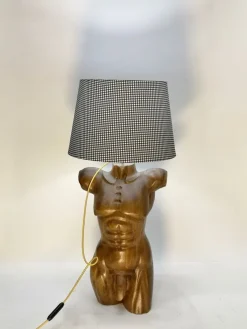 New Pamono Sculptural Solid Wood Torso Lamps, 1970s, Set of 2