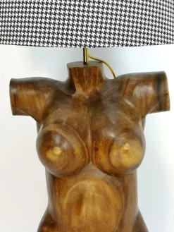 New Pamono Sculptural Solid Wood Torso Lamps, 1970s, Set of 2