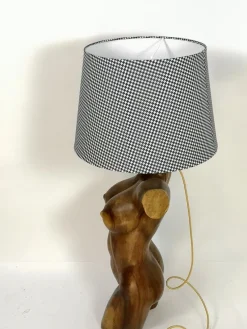 New Pamono Sculptural Solid Wood Torso Lamps, 1970s, Set of 2