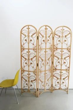 Online Pamono Sculptural Three-Part Room Divider in Rattan and Wicker, 1970s