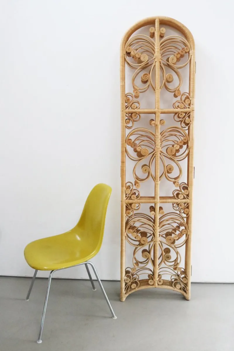 Online Pamono Sculptural Three-Part Room Divider in Rattan and Wicker, 1970s