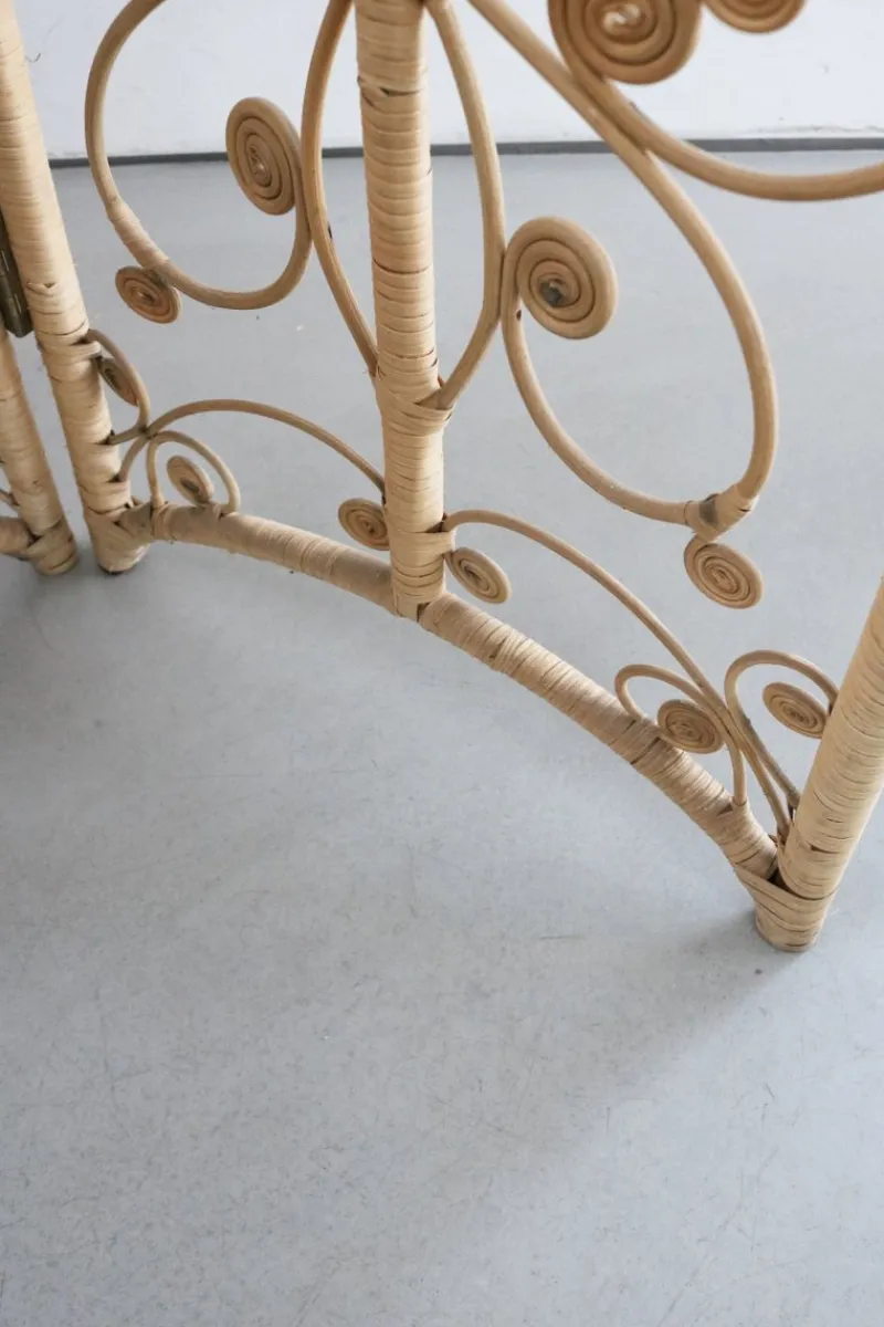 Online Pamono Sculptural Three-Part Room Divider in Rattan and Wicker, 1970s