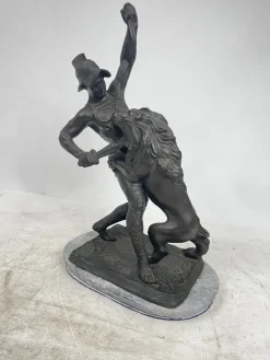 Pamono Sculpture of a Lion Fighting, 1800s, Metal> Classical
