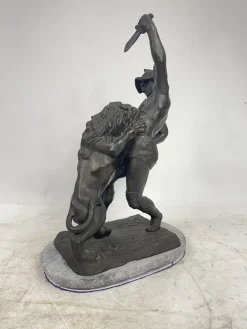 Pamono Sculpture of a Lion Fighting, 1800s, Metal> Classical
