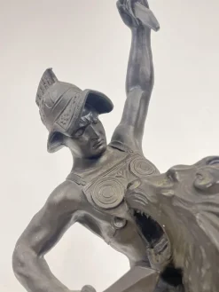 Pamono Sculpture of a Lion Fighting, 1800s, Metal><noscript><img width=