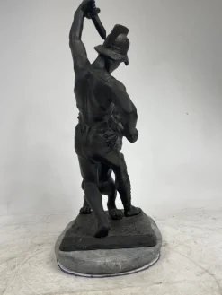 Pamono Sculpture of a Lion Fighting, 1800s, Metal><noscript><img width=