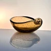 Pamono Seashell-Shaped Bullicante Murano Glass Bowl attributed to Archimede Seguso for Seguso Vetri d'Arte, Italy, 1960s> Bowls