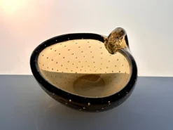 Pamono Seashell-Shaped Bullicante Murano Glass Bowl attributed to Archimede Seguso for Seguso Vetri d'Arte, Italy, 1960s> Bowls