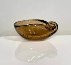 Pamono Seashell-Shaped Bullicante Murano Glass Bowl attributed to Archimede Seguso for Seguso Vetri d'Arte, Italy, 1960s><noscript><img width=