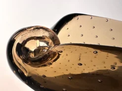 Pamono Seashell-Shaped Bullicante Murano Glass Bowl attributed to Archimede Seguso for Seguso Vetri d'Arte, Italy, 1960s><noscript><img width=