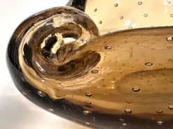 Pamono Seashell-Shaped Bullicante Murano Glass Bowl attributed to Archimede Seguso for Seguso Vetri d'Arte, Italy, 1960s><noscript><img width=