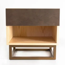 Online Pamono Seasons Bedside Table in Metal and Leather by Oscar Maschera