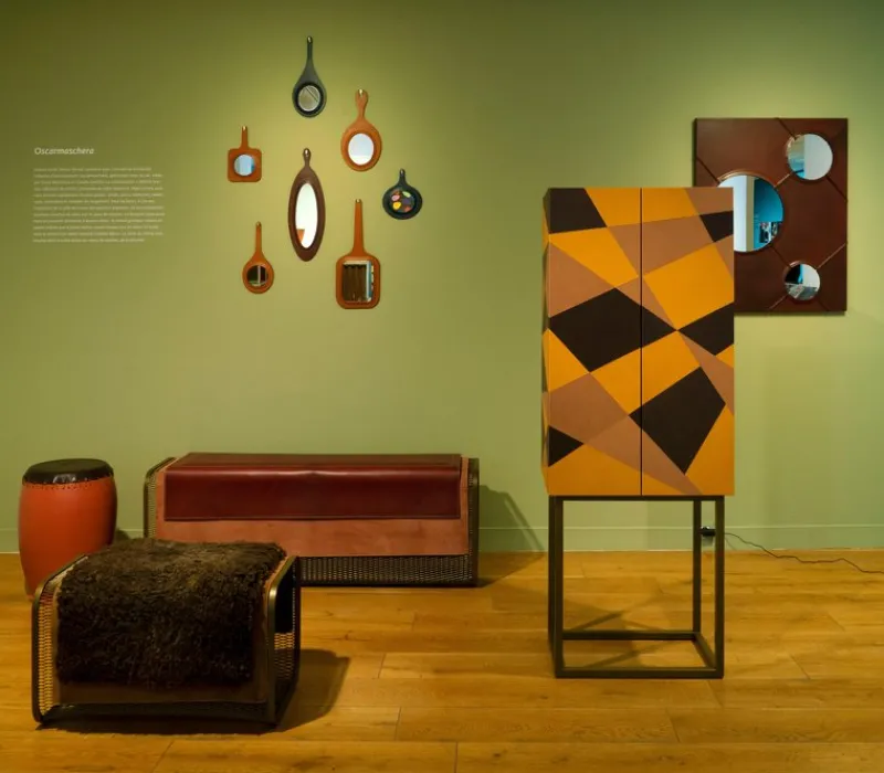Pamono Seasons Mobile Cabinet in Laminated Wood with Metal and Leather by Oscar Maschera> Storage
