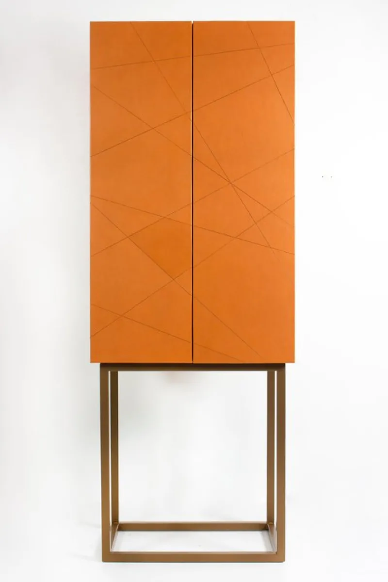 Pamono Seasons Mobile Cabinet in Laminated Wood with Metal and Leather by Oscar Maschera> Storage