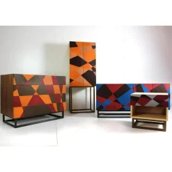 Pamono Seasons Mobile Sideboard in Laminated Wood and Metal and Leather by Oscar Maschera> Storage