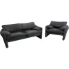 Pamono 2-Seater Sofa and Lounge Chair for Cassina attributed to Vico Magistretti for Cassina, 1970s, Set of 2> Living Room Sets