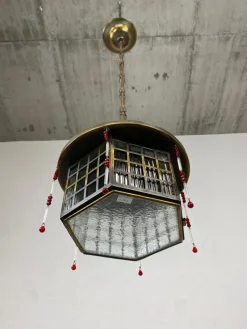 Pamono Secession Hanging Lamp attributed Josef Hoffmann, 1890s><noscript><img width=