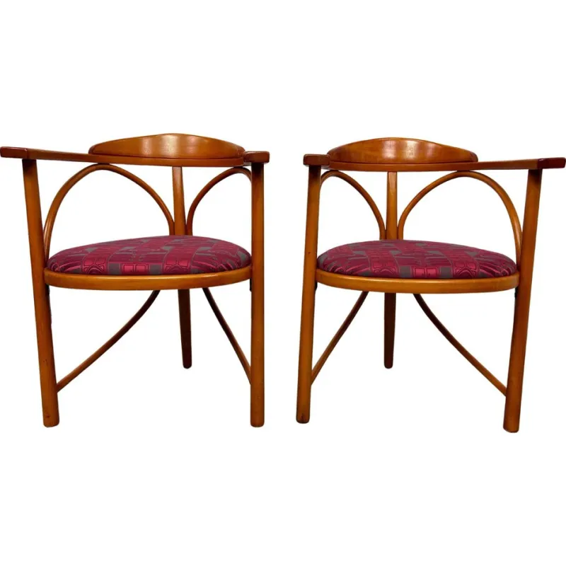 Pamono Secession No. 81 Tripod Chairs attributed to Thonet, 1930s, Set of 2