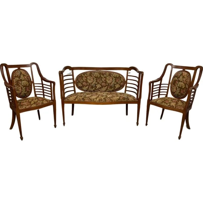 Pamono Secession Seating Group by Otto Wagner, 1890s, Set of 3> Living Room Sets