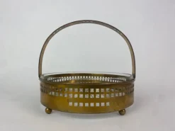 Pamono Secessionist Brass Baskets and Toothpick Holder attributed to Hans Ofner / Josef Hoffmann, 1890s, Set of 3><noscript><img width=