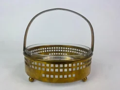Pamono Secessionist Brass Baskets and Toothpick Holder attributed to Hans Ofner / Josef Hoffmann, 1890s, Set of 3><noscript><img width=