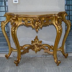 Outlet Pamono Second Half of the 20th Century Console with Mirror in Carved and Gilded Wood, France, 1890s, Set of 2