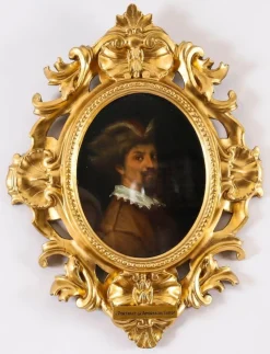 Online Pamono Self-Portraits of Raphael & Andrea del Sarto, 19th Century, Antique Oil on Panel Paintings, Framed, Set of 2